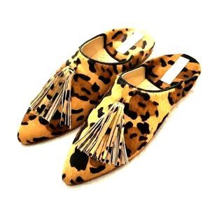Anthropologie Leopard Print Flats with Tassels